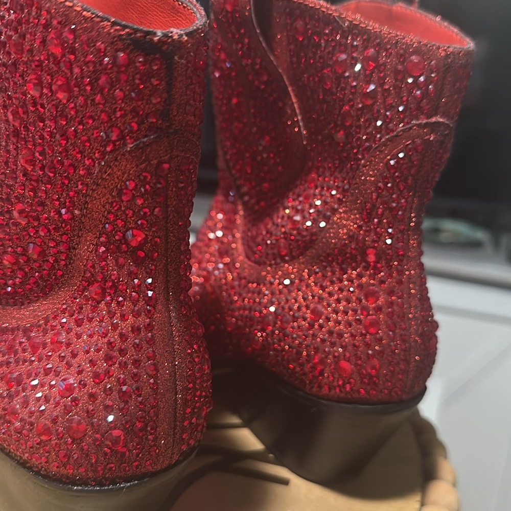 Jessica Simpson RED Glitter boots size 7 - Picture 9 of 12